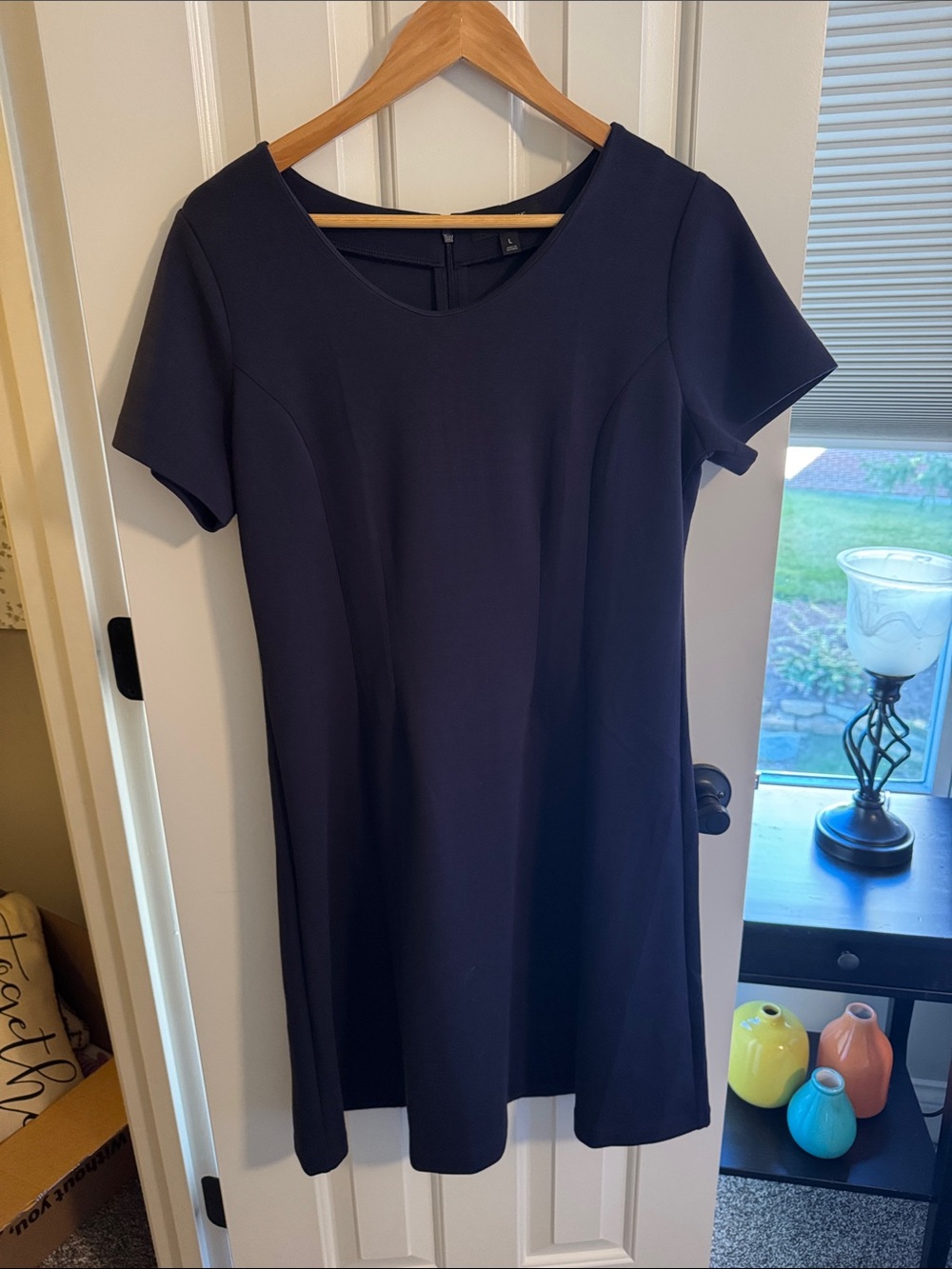 Banana Republic Navy Short-Sleeve A-Line Dress